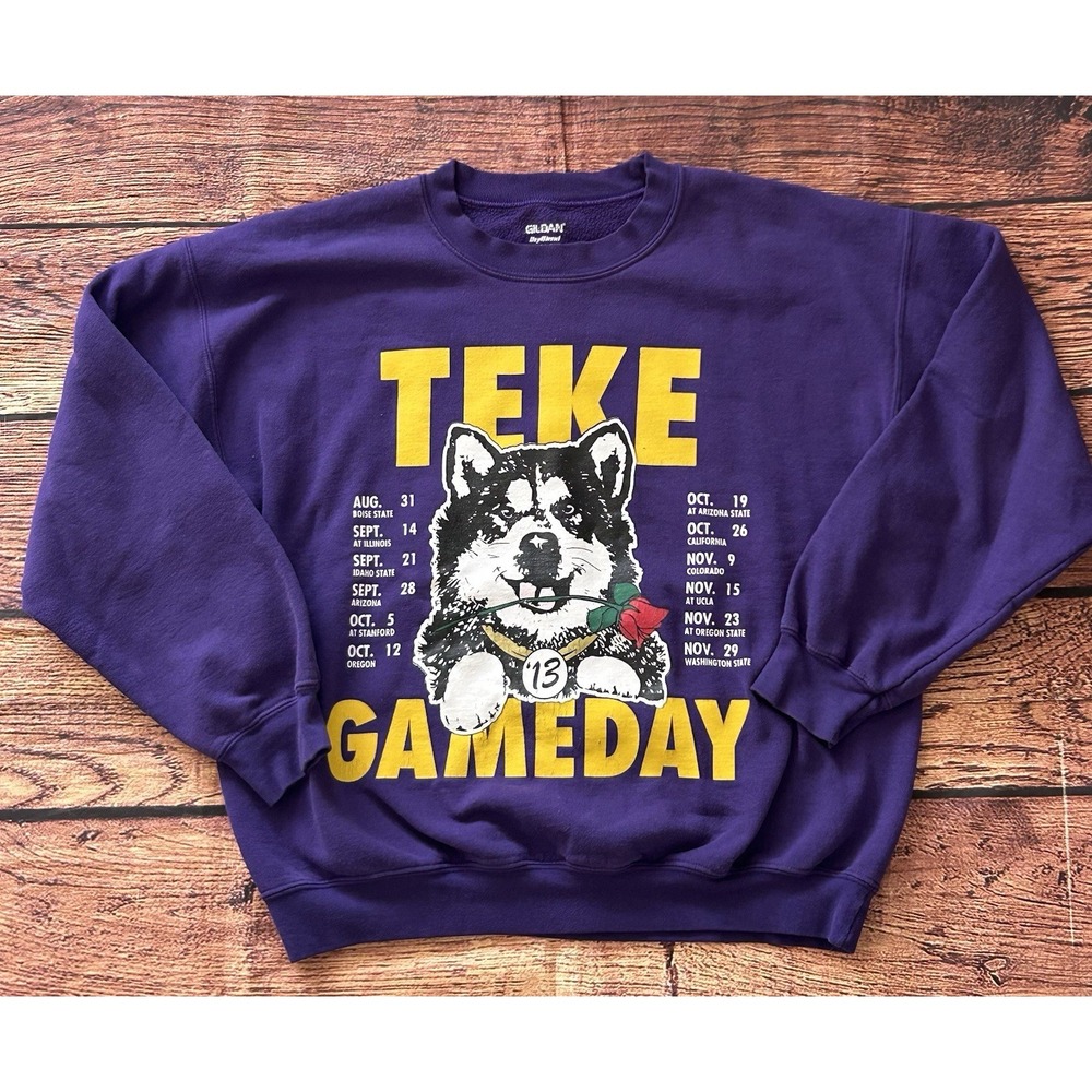 Vintage Purple Washington Huskies Gilden‎ College Football 2013 sweatshirt - Picture 4 of 10